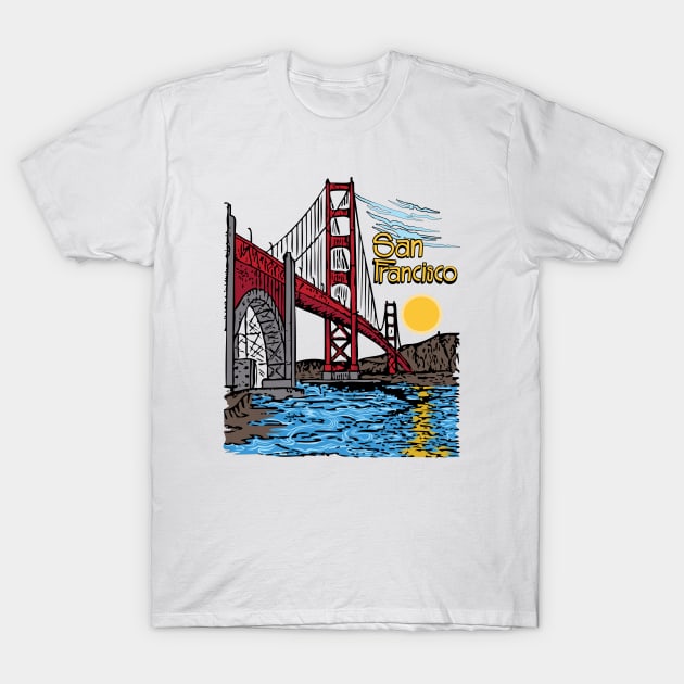 San Francisco, Golden Gate Bridge T-Shirt by ThyShirtProject - Affiliate